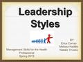 Leadership Styles BY: Erica Corrao Melissa Haddle Natalie Hruska Management Skills for the Health Professional Spring 2013.