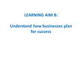 LEARNING AIM B: Understand how businesses plan for success.