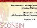 UW-Madison IT Strategic Plan Emerging Themes Infrastructure and Administration/Campus Services August 18, 2008.