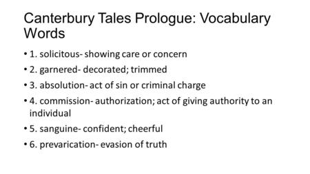 Canterbury Tales Prologue: Vocabulary Words