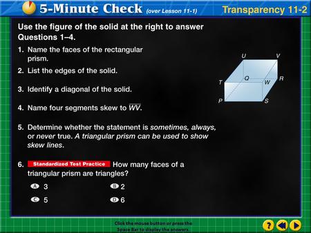 Transparency 2 Click the mouse button or press the Space Bar to display the answers.