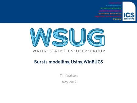 Bursts modelling Using WinBUGS Tim Watson May 2012 :diagnostics/ :transformation/ :investment planning/ :portfolio optimisation/ :investment economics/