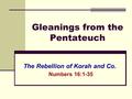 Gleanings from the Pentateuch