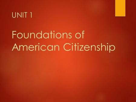 UNIT 1 Foundations of American Citizenship. What is civics?  Civics is the study of the rights and duties of citizens.  Rights- privileges guaranteed.