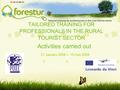 TAILORED TRAINING FOR PROFESSIONALS IN THE RURAL TOURIST SECTOR Activities carried out 21 January 2008 – 15 may 2008.