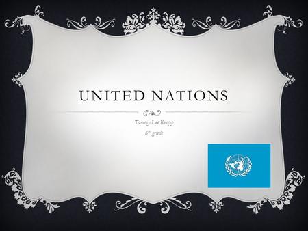 UNITED NATIONS Tammy-Lee Knopp 6 th grade CIVICS AND GOVERNMENT  GLCE C4.3 Conflict and Cooperation Between and Among Nations  Explain the various.