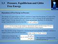 Text pages 205 3.3Pressure, Equilibrium and Gibbs Free Energy Dependence of Free Energy on Pressure The entropy of 1 mole of gas in a 20.0 L container.