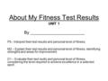 About My Fitness Test Results UNIT 1 By _______________________ P5– Interpret their test results and personal level of fitness. M2 – Explain their test.