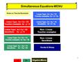 1 Simultaneous Equations MENU Algebra Menu Ducks & Sheep Linear Type : 4x + 2y = 20 Teacher examples 4x – y = 8 Linear Type : 4x + 2y = 20 Questions 4x.