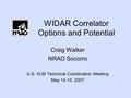 WIDAR Correlator Options and Potential Craig Walker NRAO Socorro U.S. VLBI Technical Coordination Meeting May 14-15, 2007.