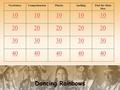 VocabularyComprehensionPluralsSpellingFind the Main Idea 10 20 30 40 Dancing Rainbows.