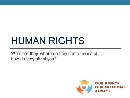 HUMAN RIGHTS What are they, where do they come from and how do they affect you?