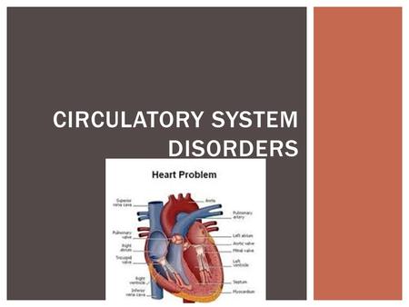 CIRCULATORY SYSTEM DISORDERS. 1.To understand the cause, process, signs, symptoms and treatments of a variety of circulatory system disorders. These disorders.