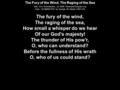 The Fury of the Wind, The Raging of the Sea Text: Eric Schumacher, (c) 2005 ThousandTongues.org Tune: LEOMINSTER by George W. Martin (1821-81) The fury.