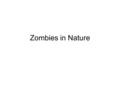 Zombies in Nature. What’s the real story??!!....