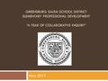 GREENSBURG SALEM SCHOOL DISTRICT ELEMENTARY PROFESSIONAL DEVELOPMENT “A YEAR OF COLLABORATIVE INQUIRY” May 2013.