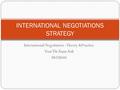 International Negotiation : Theory &Practice Tran Thi Xuan Anh 082SIS40 INTERNATIONAL NEGOTIATIONS STRATEGY.