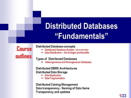 Distributed Databases “Fundamentals”