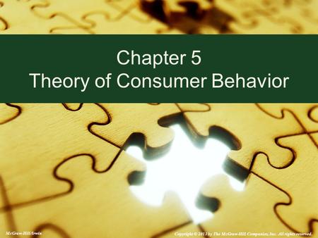 McGraw-Hill/Irwin Copyright © 2013 by The McGraw-Hill Companies, Inc. All rights reserved. Chapter 5 Theory of Consumer Behavior.