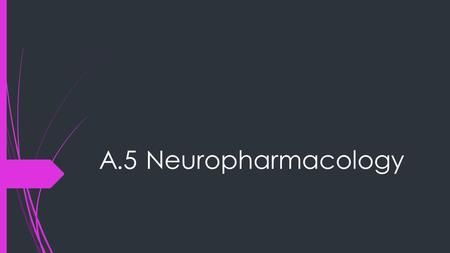 A.5 Neuropharmacology. Synaptic Transmission  Remember, neurons communicate chemical signals via a space called a synapse  On one side of the synapse.