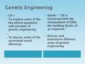  LO s  To explore some of the key ethical questions and concepts of genetic engineering   To discuss some of the associated moral dilemmas  Starter.