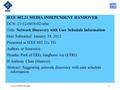 IEEE 802.21 MEDIA INDEPENDENT HANDOVER DCN: 21-12-0010-02-srho Title: Network Discovery with User Schedule Information Date Submitted: January 18, 2012.