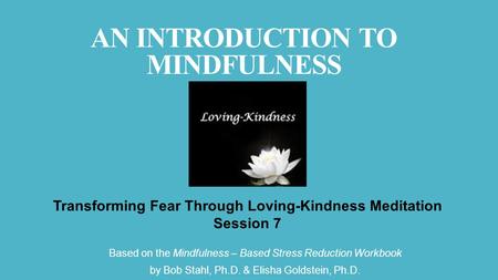 Based on the Mindfulness – Based Stress Reduction Workbook by Bob Stahl, Ph.D. & Elisha Goldstein, Ph.D. Transforming Fear Through Loving-Kindness Meditation.