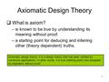 Axiomatic Design Theory