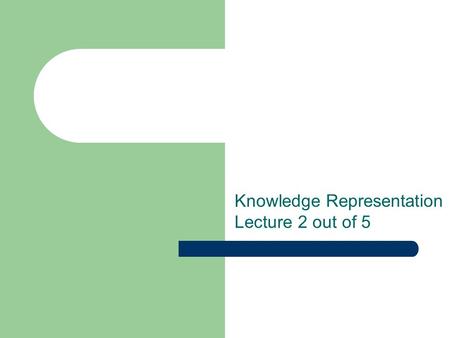 Knowledge Representation Lecture 2 out of 5. Last Week Intelligence needs knowledge We need to represent this knowledge in a way a computer can process.