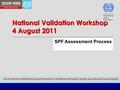 SPF Assessment Process National Validation Workshop 4 August 2011 Decent work is defined as productive work in conditions of freedom, equity, security.