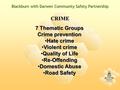 Blackburn with Darwen Community Safety Partnership CRIME Blackburn with Darwen Community Safety Partnership CRIME 7 Thematic Groups Crime prevention Hate.