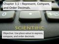 Chapter 3.1 – Represent, Compare, and Order Decimals. Objective: Use place value to express, compare, and order decimals.