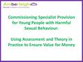 Commissioning Specialist Provision for Young People with Harmful Sexual Behaviour: Using Assessment and Theory in Practice to Ensure Value for Money 1.