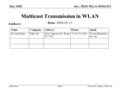 Doc.: IEEE 802.11-08/0615r0 Submission May 2008 Naveen K. Kakani, Nokia IncSlide 1 Multicast Transmission in WLAN Date: 2008-05-13 Authors: