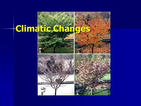 Climatic Changes. Standards 4d: Students know the differing Greenhouse conditions on Earth, Mars and Venus; the origins of those conditions; and the climatic.