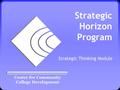 Center for Community College Development Strategic Horizon Program Strategic Thinking Module.