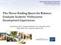 The Never Ending Quest for Balance: Graduate Students’ Professional Development Experiences Sonja Rizzolo, Ph.D., Aubreena DeForest, M.A., Dan DeCino,