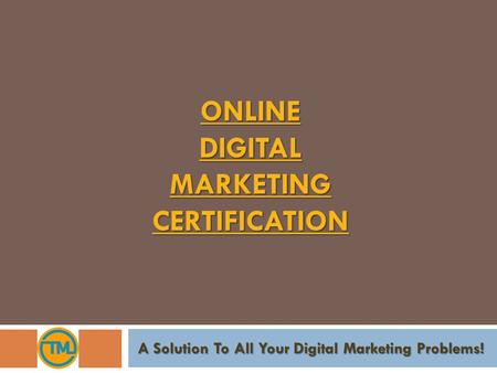 ONLINE DIGITAL MARKETING CERTIFICATION 