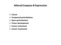  Cancer  Compound perturbations  Gene perturbations  Tumor development  Cancer metastasis  Cancer treatments Altered Caspase-8 Expression.