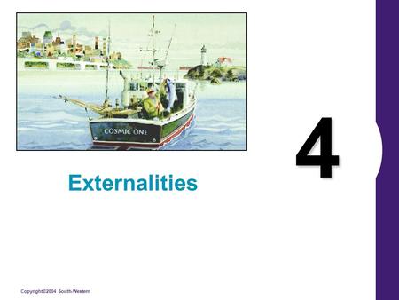 Copyright©2004 South-Western 4 Externalities. Copyright © 2004 South-Western Recall: Adam Smith’s “invisible hand” of the marketplace leads self-interested.