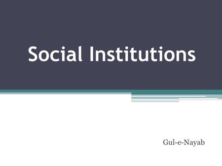 Social Institutions Gul-e-Nayab.