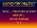 ATOMS 1.ATOMS ARE SMALLEST ELEMENT OF MATTER. 2. ATOMS ARE MADE UP OF THREE SUBATOMIC PARTICLES : ELECTRONS, PROTONS AND NEUTRONS. 3. PROTON AND NEUTRON.