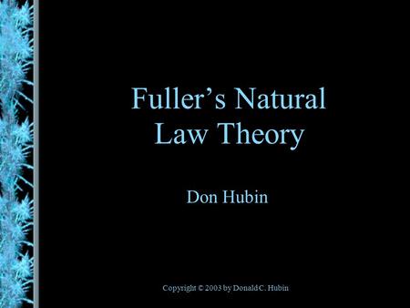 Copyright © 2003 by Donald C. Hubin Fullers Natural Law Theory Don Hubin.