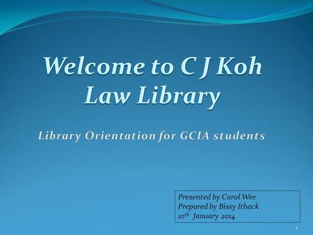 Welcome to C J Koh Law Library