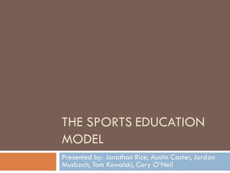 The Sports education model