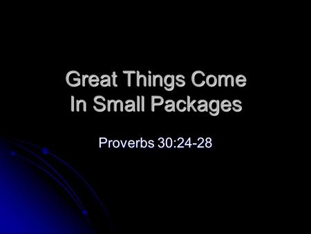 Great Things Come In Small Packages