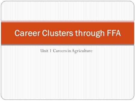 Career Clusters through FFA