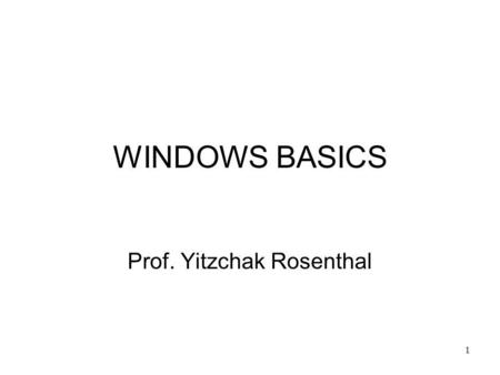 Prof. Yitzchak Rosenthal