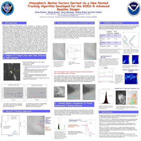 Atmospheric Motion Vectors Derived via a New Nested Tracking Algorithm Developed for the GOES-R Advanced Baseline Imager Jaime Daniels 1, Wayne Bresky.