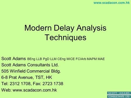 Modern Delay Analysis Techniques